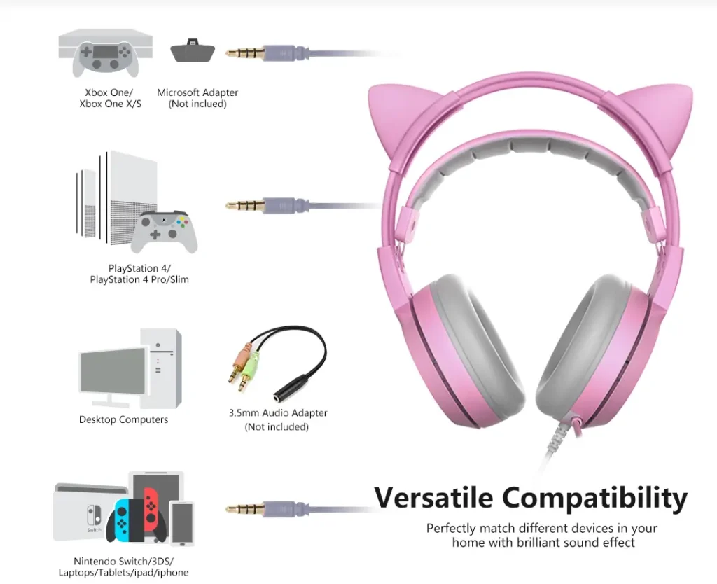 Headset gatinhu SOMIC G951s headset gatinho rosa headset gamer