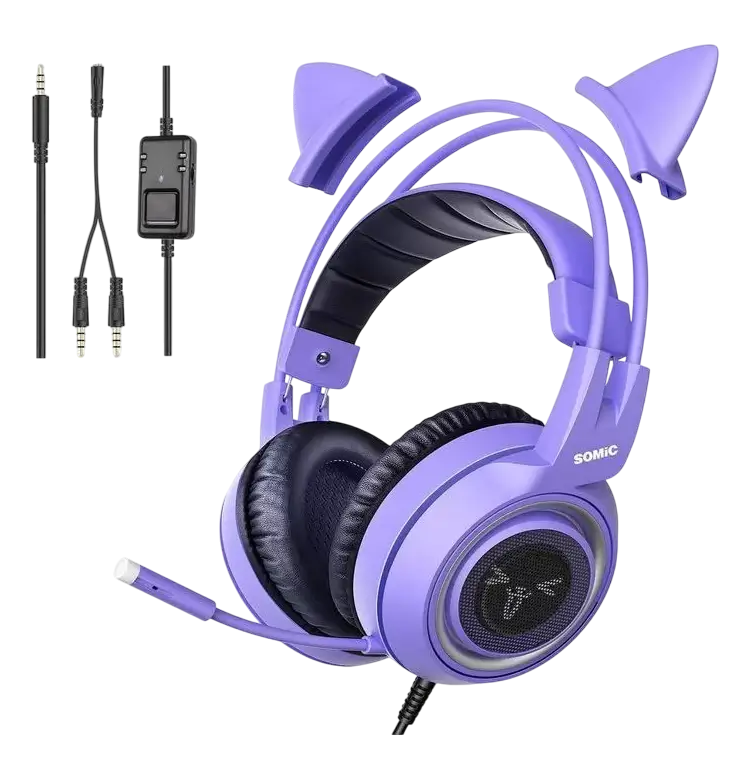 Headset gatinhu SOMIC G951s headset gatinho roxo headset gamer